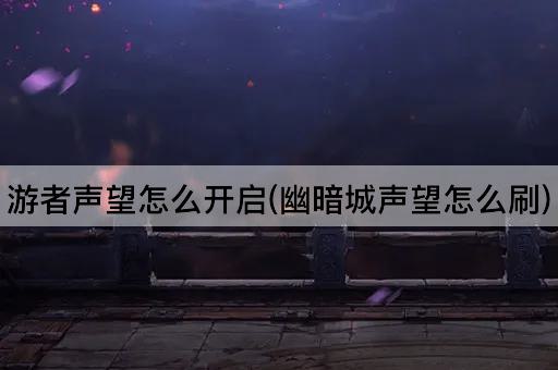 游者声望怎么开启(幽暗城声望怎么刷)
